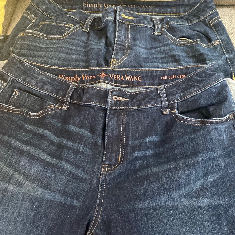 -Bundle of 2 Vera Wang size 10 Jeans One pair is a  cuff Capri 2nd pair is BO